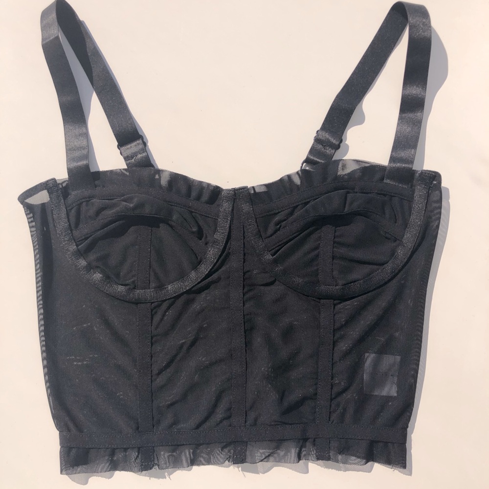 Guizo black sheer corset top